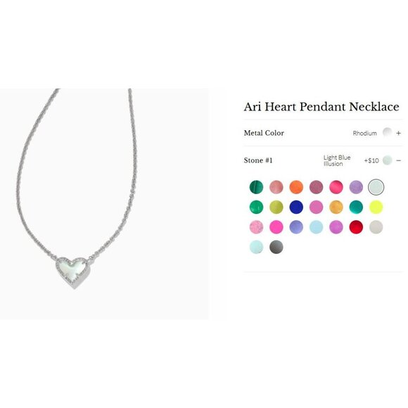 Kendra Scott Ari Heart Light Blue Illusion necklace Silver Tone March - Picture 6 of 6